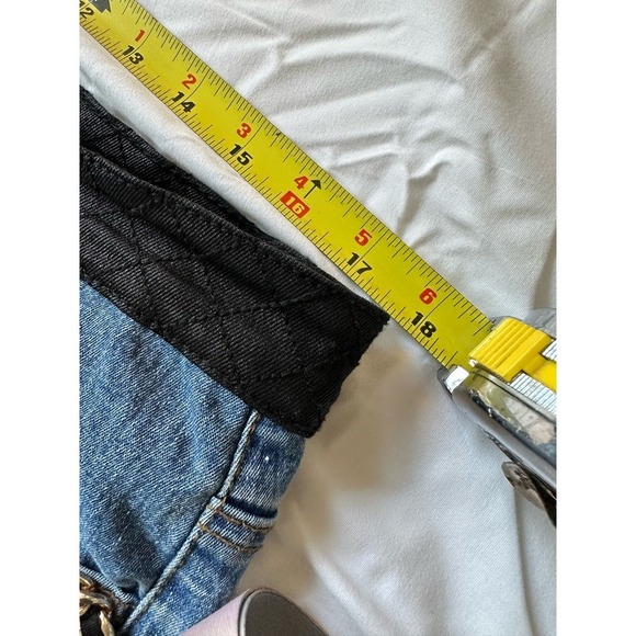 DG2 by Diane Gilman Baby Bootcut Gold Chain Leather Pocket Jeans Size Women's14P - Picture 8 of 12